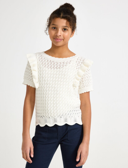 Lindex Top Knitted With Flounce White 128