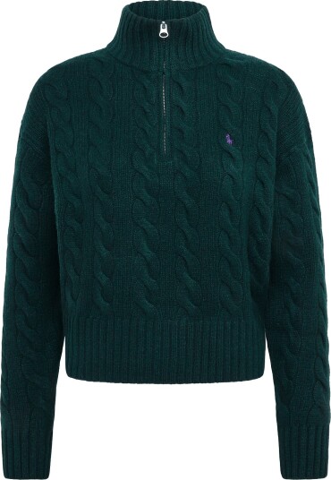 Polo Ralph Lauren Cable Wool Cashmere Half Zip Sweater Green L