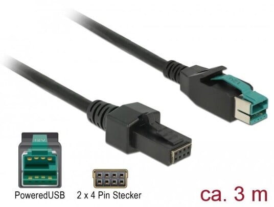 Delock Strømforsynt USB kabel 12V Til 8 Pin 3m