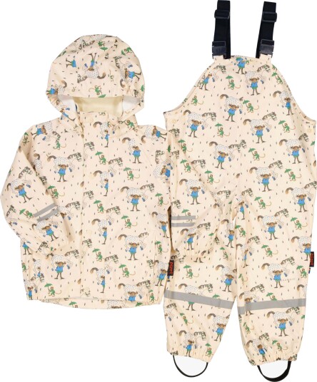Geggamoja Ufôret Regnsett Pippi Langstrømpe, Beige, 86-92