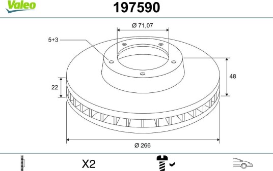 Bremseskive VALEO 197590