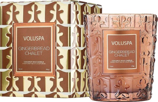 Voluspa Gingerbread Chalet Classic Boxed Candle 60H Bronse