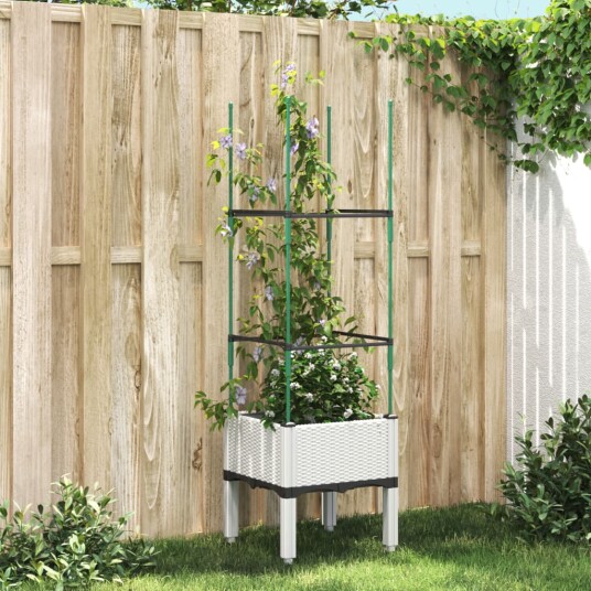 Plantekasse med espalier hvit 40x40x142,5 cm PP Plantekasse med espalier hvit 40x40x142,5 cm PP
