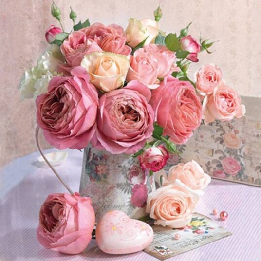 Lunsj serviett Rosa blomster i vase