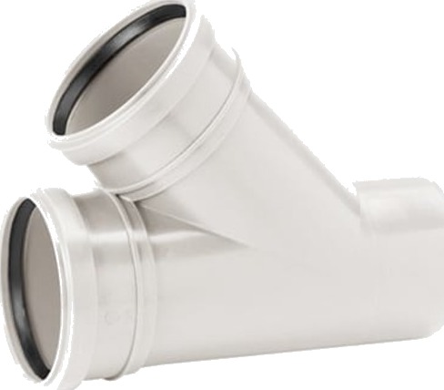 Uponor Decibel Grenrør 110/50 Mm 45° Med 2 Muffer Uponor Decibel Grenrør 110/50 Mm 45° Med 2 Muffer