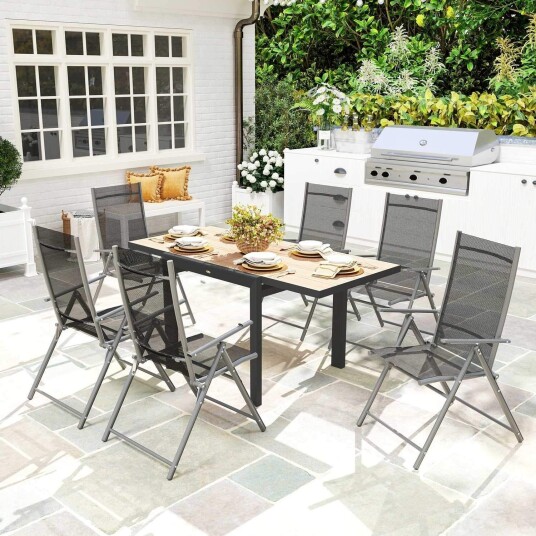 Hagebord uttrekkbart aluminium 80/160x80 cm værbestandig balkongbord sklisikkert buffetbord campingbord for 6 personer terrasseb Hagebord uttrekkbart aluminium 80/160x80 cm værbestandig balkongbord sklisikkert buffetbord campingbord for 6 personer terrasseb
