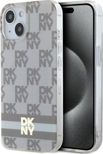DKNY MagSafe Etui til iPhone 15/14/13 med Rutemønster - Beige