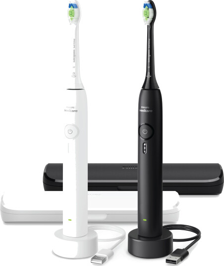 Philips Sonicare 3100 Oppladbare tannbørster Svart og hvit 2 stk. Philips Sonicare 3100 Oppladbare tannbørster Svart og hvit 2 stk.