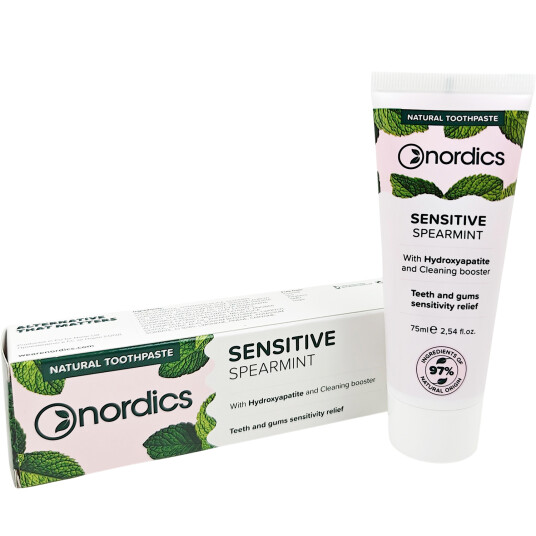 Naturlig Hydroxyapatite tannkrem Hydroxyapatite NORDICS Sensitive Spearmint Remineralizing 75 ml