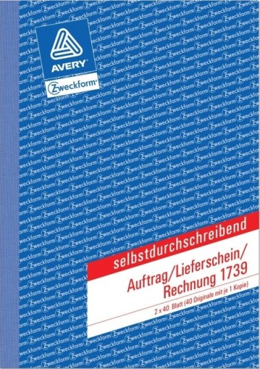 Avery Zweckform   Skjema For Ordre/Frakt/Faktura   40 Ark   A5 148 X 210 Mm   Dublett   Karbonfri
