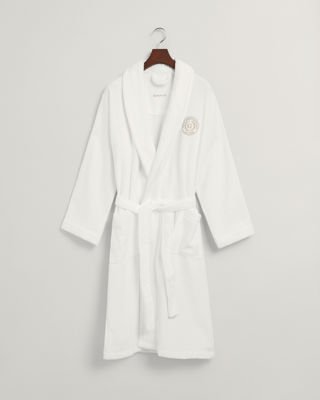 Gant Crest morgenkåpe, unisex WHITE XXL Gant Crest morgenkåpe, unisex WHITE XXL