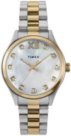 Timex Dameklokke TW2W85500 Legacy Hvit/Gulltonet stål Ø34 mm