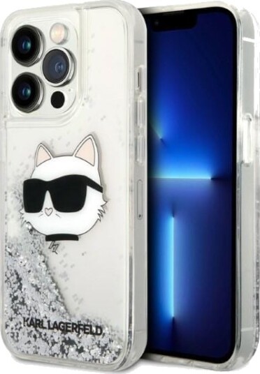 Karl Lagerfeld iPhone 14 Pro Hardcase Glitter Choupette Sølv 6.1"