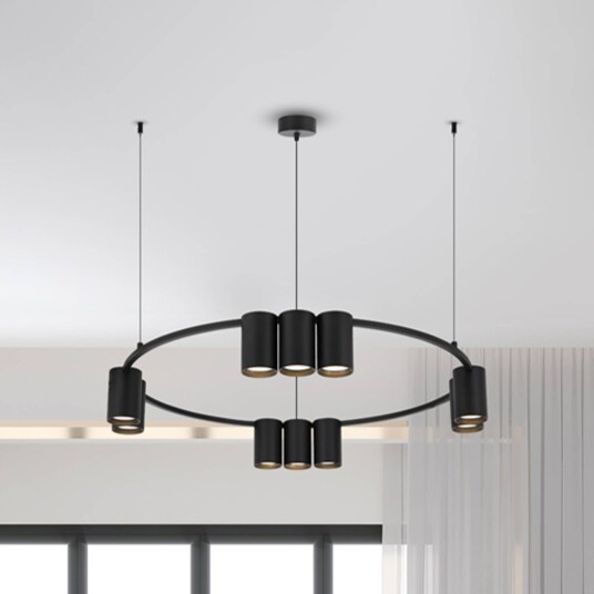 Eko-Light Genesis pendellampe aluminium sort 10 x GU10 Ø 60 cm