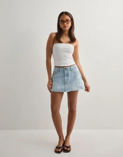 One Teaspoon Blå Sloane Denim Mini Skirt