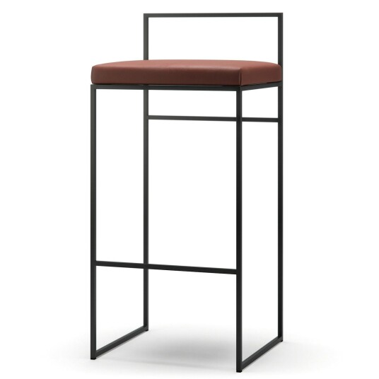 Department Barstol med Ryggstøtte 90 cm Svart / Brunt Skinn