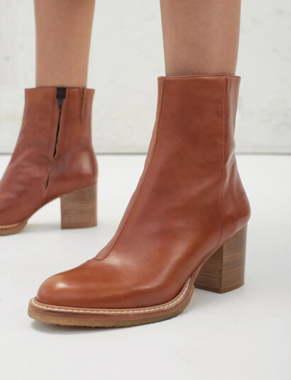 ANGULUS Bootie - Block Heel - With Zippe - Brown - 37