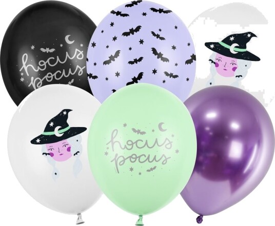 6 stk 30 cm Ballonger Ballongbukett med Hekse tema