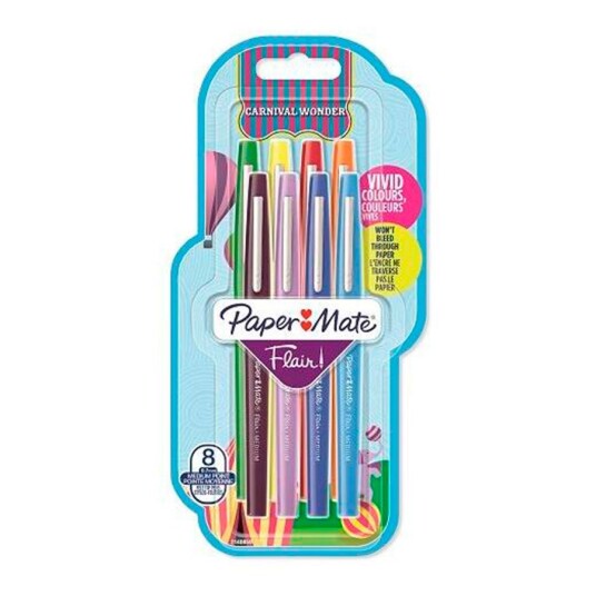 Paper Mate Flair Kulepenn 0,7mm 8pk Carnival Wonder