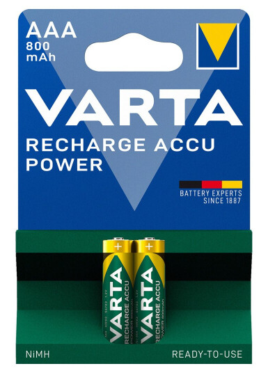 VARTA 800mAh AAA Oppladbare Batterier - 2-Pack NiMH