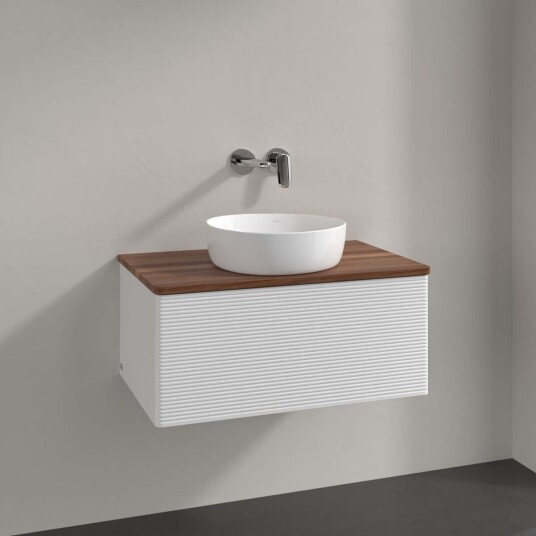 Villeroy & Boch Antao Servantskap med 1 skuff 80x50x36 cm m/lys Hvit Blank/Valnøtt Villeroy & Boch Antao Servantskap med 1 skuff 80x50x36 cm m/lys Hvit Blank/Valnøtt