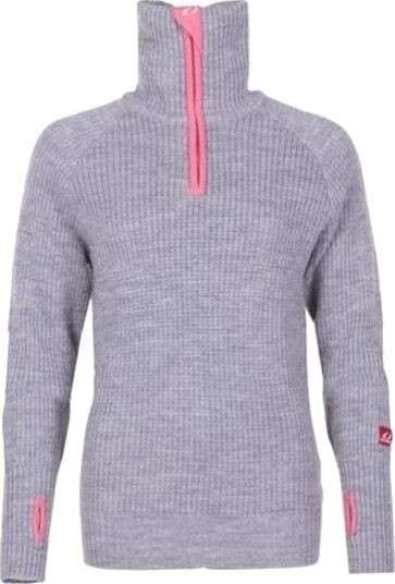 Ulvang Rav Sweater W/Zip Grey Melange/Delicate Pink/Vanilla M