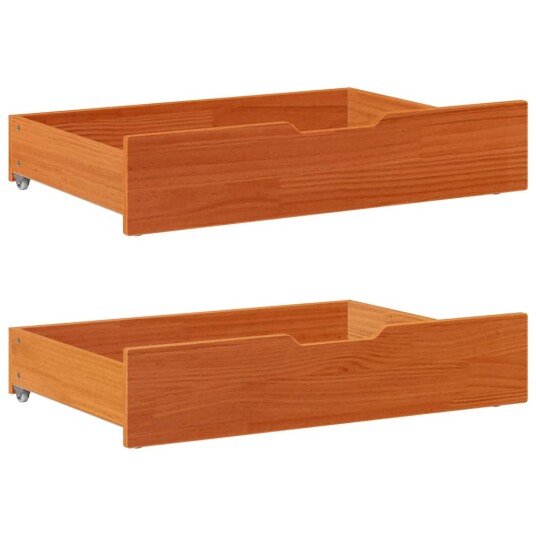  Sengeskuffer 2 stk voksbrun 80x55x16 cm heltre furu 850931