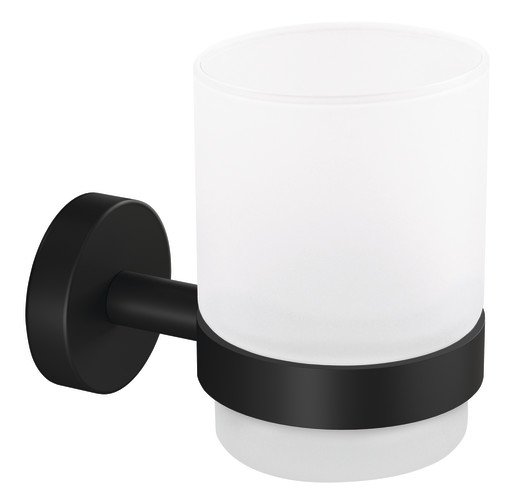 Tesa Moon Black, Veggmontert Tannbørsteholder, Glass, Metall, Sort, Hvit, Vegg, 70 Mm, 109 Mm