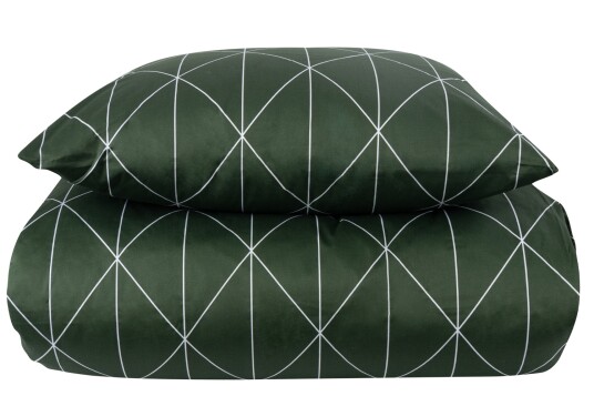 Borg Living Sengetøy dobbeldyne - 200x200 cm - 100% Bomullssateng - Graphic harlekin grønn Borg Living Sengetøy dobbeldyne - 200x200 cm - 100% Bomullssateng - Graphic harlekin grønn