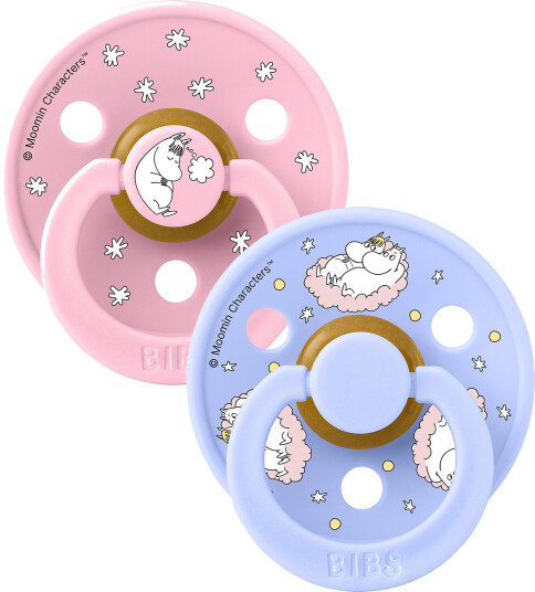 Bibs Mummitrollet Smokker 2stk Baby Pink mix Latex   Size 1