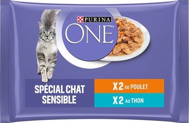 Purina One Våtfôr Sensitive Og Tunfisk Kylling 4 X 85 G