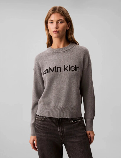 Calvin Klein Jeans Cotton Graphic Pullover - Grey - S