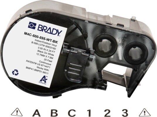 Brady B 595 Vinyl Blank Permanent Akryl Adhesiv Svart På Hvitt Rull 1,27 Cm X 7,62 M 1 RullEr Tape For Brady Bmp53