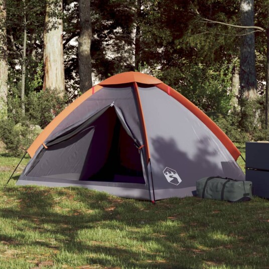 Kuppeltelt for camping 2 personer grå og oransje vanntett Kuppeltelt for camping 2 personer grå og oransje vanntett