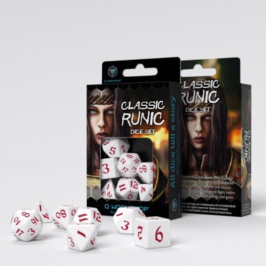 Classic Runic Poly White /Red (7) Terningsett - Rollespill fra Outland