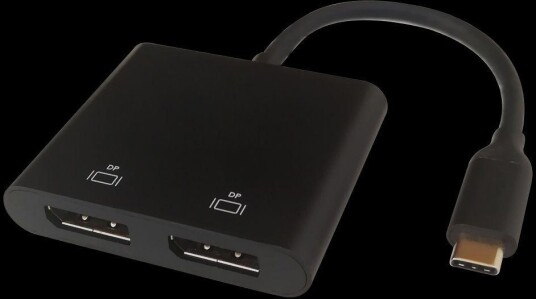Deltaco USB-C MST HUB 2x 4K/60Hz DisplayPort Svart 0,1m