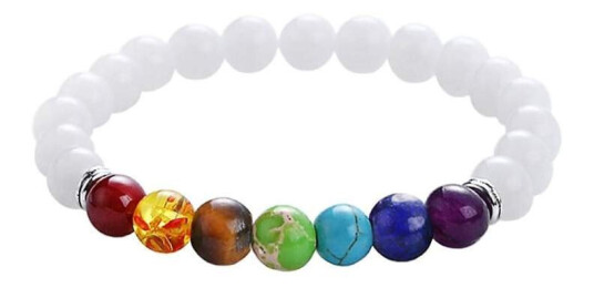Chakra-armbånd med hvite perler Chakra-armbånd med hvite perler