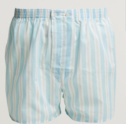 Derek Rose Classic Fit Striped Woven Cotton Boxer Shorts Blue/White