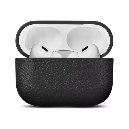 Woolnut AirPods Pro 2. gen. Deksel i Ekte Skinn Svart