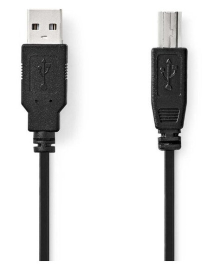 Nedis USB-kabel | USB 2.0 | USB-A Han | USB-B Han | 480 Mbps | Nikkel belagt | 2.00 m | Rund | PVC | Sort | Boks