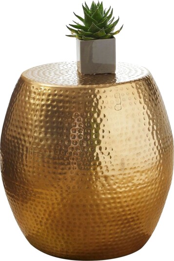 Sidebord Wohnling rund 30 cm, 42 cm høyde, aluminium hammerutseende, orientalsk stil Gull - Gull