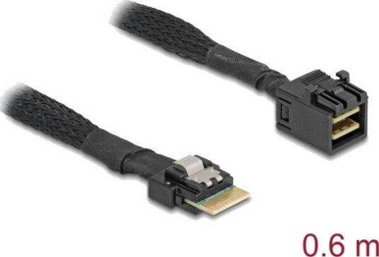 Delock 86092, 0,6 M, Mini Sas Hd Sff-8643, Slim Sas Sff-8654 4I, Rett, Rett, Hankjønn/Hankjønn