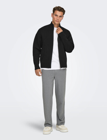 ONLY & SONS Onsblake Ds High Neck Cardigan Knit Noos   Black   M