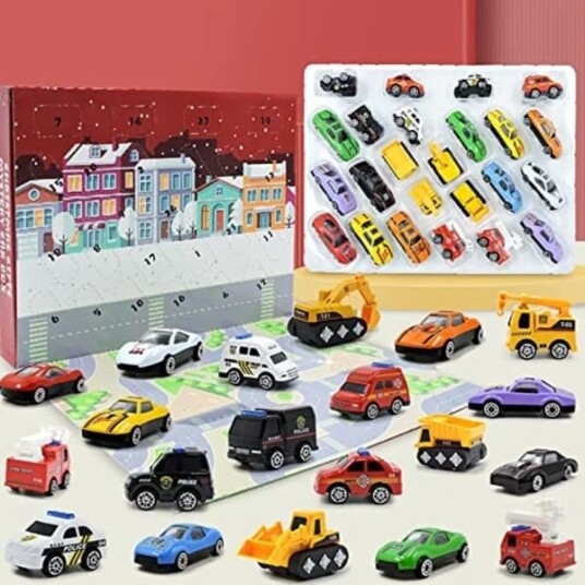 24 delers adventskalender med kjøretøyleker for barn   Biler og lastebiler 1