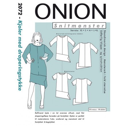 ONION Snittmønster 2072 Kjoler med Draperingsstykke Str XS XL