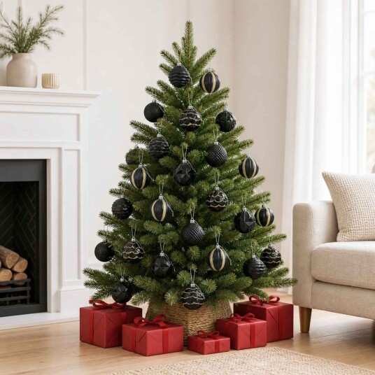 vidaXL Juleballsett 36 stk. Svart 6 cm Polystyren