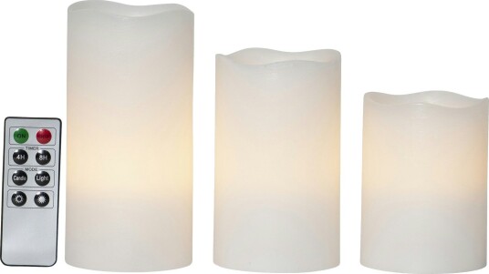 MS Belysning Kubbelys 3-pk 10/12,5/15 cm hvit m/fjernkontroll - 86080 MS Belysning Kubbelys 3-pk 10/12,5/15 cm hvit m/fjernkontroll - 86080