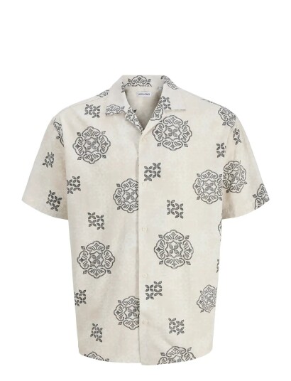 Jack & Jones Jjalfredo Slub Resort Shirt Ss - White - M