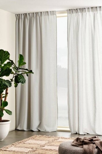 Jotex KIT gardin med multifunksjonsbånd 2-pk Lys grå 1707096-01-220 1707096-01-250