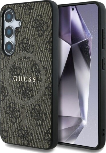 Guess Leather 4G Classic Logo MagSafe Mobildeksel for Samsung Galaxy S25 Brun